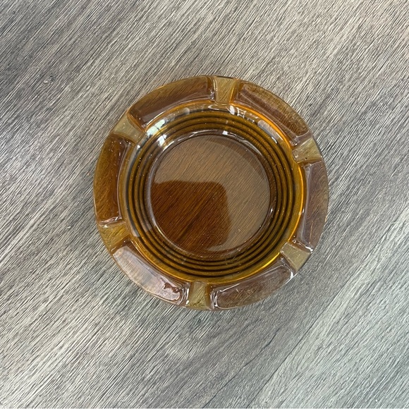 Vintage Amber Glass Ashtray - Picture 1 of 2